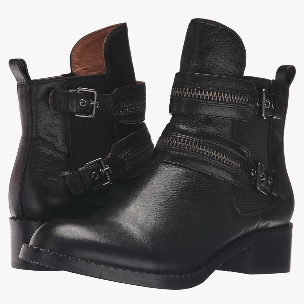 Gentle Souls Kenneth Cole Barberton Zipper Leather Ankle Moto Booties Women’s